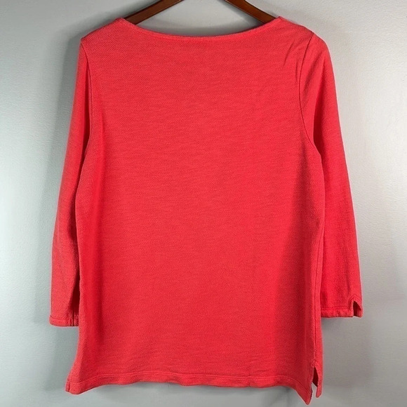 LANDS END Cowl Neck Top Coral Orange Textured Pullover Bright Coastal Size S - Picture 5 of 10